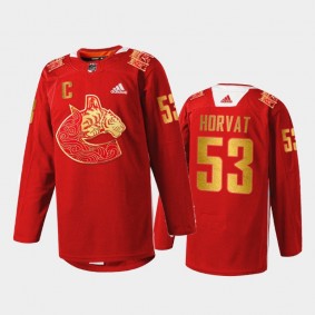 Vancouver Canucks Bo Horvat #53 2022 Lunar New Year Jersey Red Limited edition Warmup