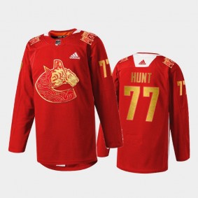 Vancouver Canucks Brad Hunt #77 2022 Lunar New Year Jersey Red Limited edition Warmup