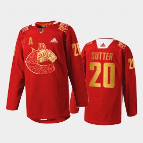 Brandon Sutter Vancouver Canucks 2022 Lunar New Year Tiger Jersey Red #20 Limited edition Warmup
