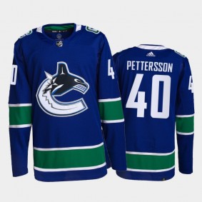 2021-22 Vancouver Canucks Elias Pettersson Primegreen Authentic Jersey Blue Home Uniform