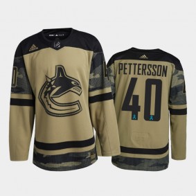 Elias Pettersson Vancouver Canucks Canadian Armed Force Jersey Camo #40 2021 CAF Night