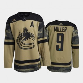 J.T. Miller Vancouver Canucks Canadian Armed Force Jersey Camo #9 2021 CAF Night