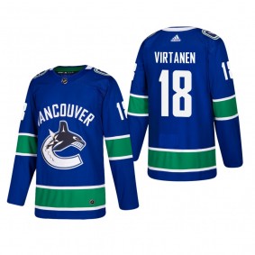 Men's Vancouver Canucks Jake Virtanen #18 Home Blue Authentic Player Cheap Jersey
