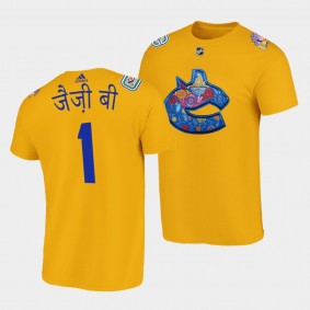 Jazzy B Diwali Night Vancouver Canucks 2022 Yellow T-Shirt Limited