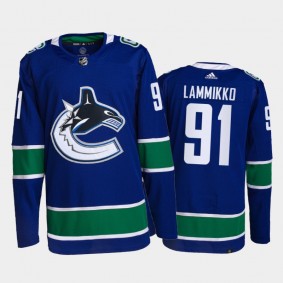 2021-22 Vancouver Canucks Juho Lammikko Primegreen Authentic Jersey Blue Home Uniform