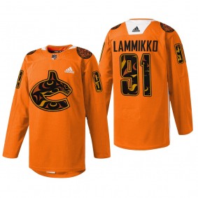 Vancouver Canucks Juho Lammikko #91 2022 First Nations Night Jersey Orange Every Child Matters