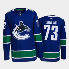 2021-22 Vancouver Canucks Justin Dowling Primegreen Authentic Jersey Blue Home Uniform