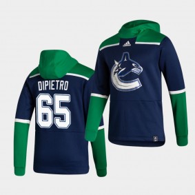 Vancouver Canucks Michael DiPietro 2021 Reverse Retro Navy Authentic Pullover Special Edition Hoodie