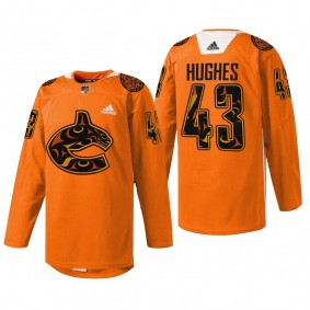 Quinn Hughes Canucks 2022 First Nations Night Orange Jersey Every Child Matters