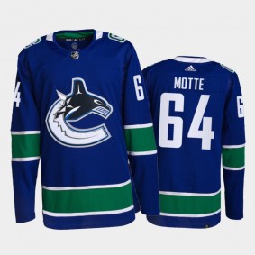 2021-22 Vancouver Canucks Tyler Motte Primegreen Authentic Jersey Blue Home Uniform