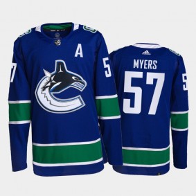 2021-22 Vancouver Canucks Tyler Myers Primegreen Authentic Jersey Blue Home Uniform