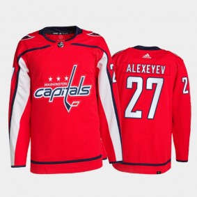 2021-22 Capitals Alexander Alexeyev Home Red Jersey