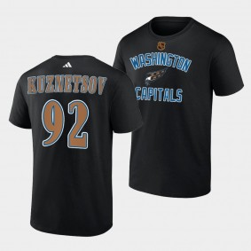 Washington Capitals Reverse Retro 2.0 Evgeny Kuznetsov #92 Black T-Shirt Wheelhouse