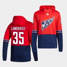 Washington Capitals Henrik Lundqvist 2021 Reverse Retro Red Authentic Pullover Special Edition Hoodie