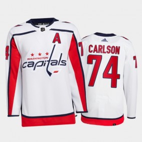 John Carlson Washington Capitals Primegreen Authentic Pro Jersey 2021-22 White #74 Away Uniform