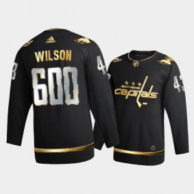 Tom Wilson #43 Washington Capitals 600 Career Games Milestone Black Golden Edition Jersey