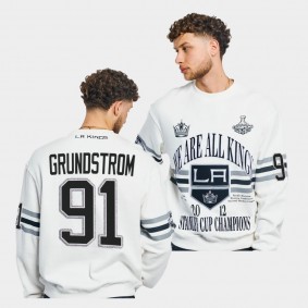 Los Angeles Kings Carl Grundstrom We Are All Kings #91 White Crew Sweatshirt
