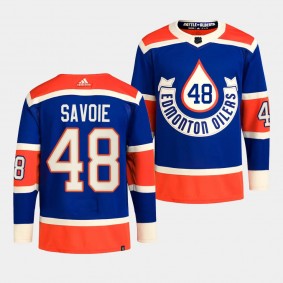 2023 NHL Heritage Classic Edmonton Oilers Carter Savoie #48 Royal Primegreen Jersey