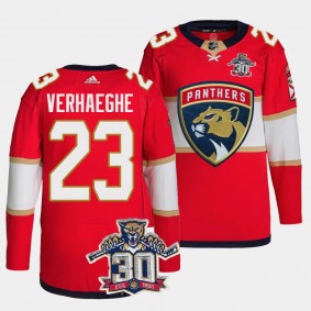 Florida Panthers 30th Anniversary Carter Verhaeghe #23 Red Authentic Home Jersey Men's