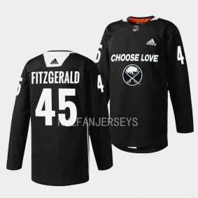 Buffalo Sabres 2023 Choose Love Night Casey Fitzgerald #45 Black Jersey Warm-up