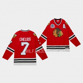 Chris Chelios Chicago Blackhawks Blue Line 1991 Throwback Red #7 Jersey Mitchell Ness