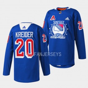 Chris Kreider #20 New York Rangers 2022 Garden of Dreams Warmups Blue Jersey