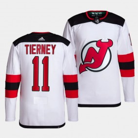 New Jersey Devils Primegreen Chris Tierney #11 White Jersey Away