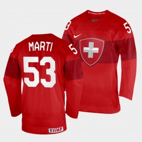 Switzerland 2022 IIHF World Championship Christian Marti #53 Red Jersey Away