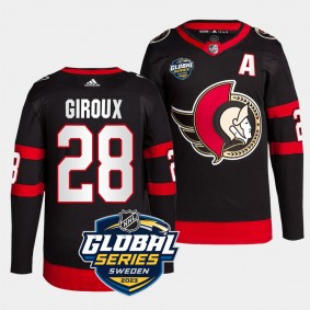 Ottawa Senators 2023 NHL Global Series Sweden Claude Giroux #28 Black Authentic Jersey Men's
