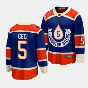 Cody Ceci Edmonton Oilers 2023 NHL Heritage Classic Royal #5 Premier Jersey Men's
