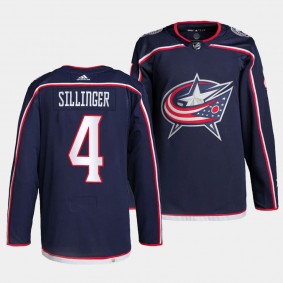 Cole Sillinger #4 Blue Jackets Authentic Pro Navy Jersey Home