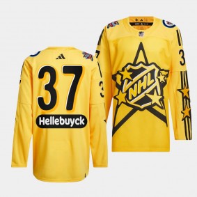Connor Hellebuyck Winnipeg Jets 2024 NHL All-Star Game Yellow #37 drew house Primegreen Authentic Jersey Men's