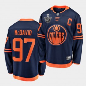 Connor McDavid #97 Oilers 2021 Stanley Cup Playoffs Navy Jersey