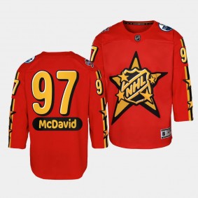 Edmonton Oilers #97 Connor McDavid 2024 NHL All-Star Game Premier Red Youth Jersey