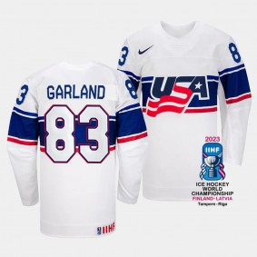 USA 2023 IIHF World Championship Conor Garland #83 White Jersey Home
