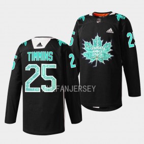 Toronto Maple Leafs 2023 Indigenous Celebration Game Conor Timmins #25 Black Jersey Warmup Sweater