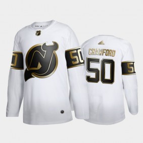 New Jersey Devils Corey Crawford #50 Authentic Player Golden Edition White Jersey