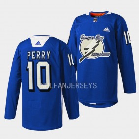 Corey Perry Tampa Bay Lightning Primary Logo Blue #10 Jersey Practice