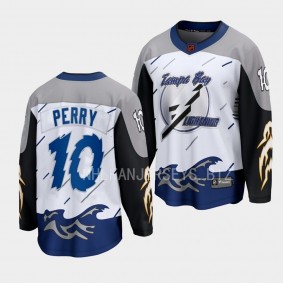 Tampa Bay Lightning Corey Perry Special Edition 2.0 2022 White Breakaway Retro Jersey Men's