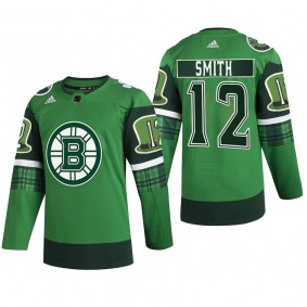 Boston Bruins Craig Smith #12 St Patricks Day 2022 Green Jersey Warm-Up