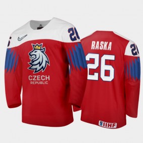 Men Czech Republic 2021 IIHF World Junior Championship Adam Raska #26 Away Red Jersey