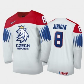 Men Czech Republic 2021 IIHF World Junior Championship David Jiricek #8 Home White Jersey