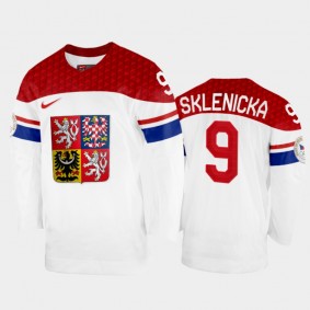 David Sklenicka Czech Republic Hockey White Home Jersey 2022 Winter Olympics