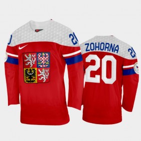 Czech Republic Hockey Hynek Zohorna 2022 Winter Olympics Red #20 Jersey Away