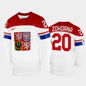 Hynek Zohorna Czech Republic Hockey White Home Jersey 2022 Winter Olympics