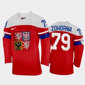 Czech Republic Hockey Tomas Zohorna 2022 Winter Olympics Red #79 Jersey Away