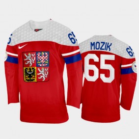 Czech Republic Hockey Vojtech Mozik 2022 Winter Olympics Red #65 Jersey Away