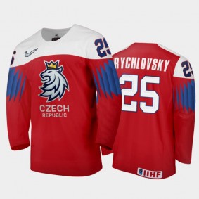 Men Czech Republic 2021 IIHF World Junior Championship Jakub Rychlovsky #25 Away Red Jersey