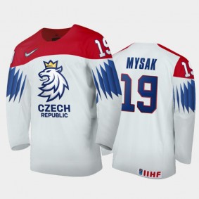 Men Czech Republic 2021 IIHF World Junior Championship Jan Mysak #19 Home White Jersey