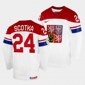 Jan Scotka 2022 IIHF World Championship Czech Republic Hockey #24 White Jersey Home